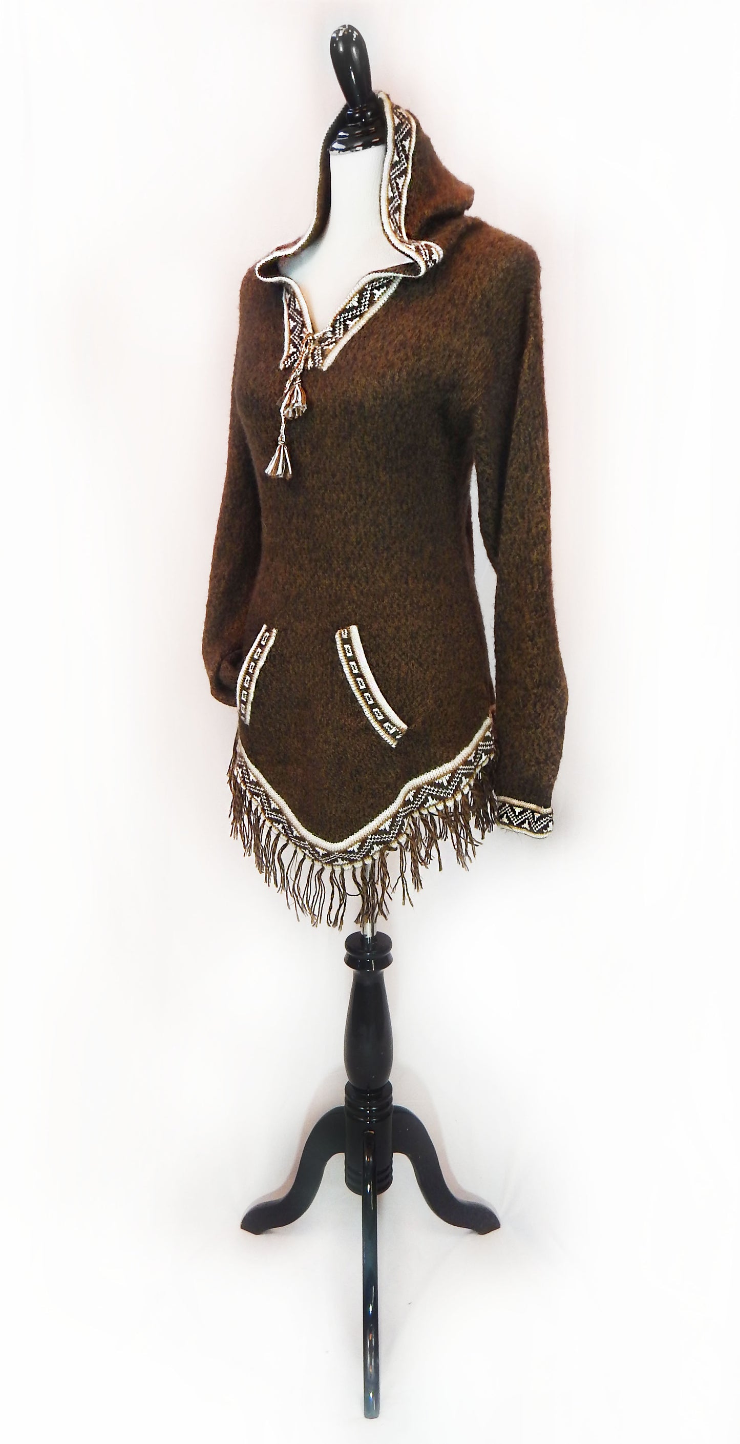 Fine Alpaca Wool Sweater Knit Pullover Perfect Gift Hypoallergenic Jumper Natural Colors Dark Browns