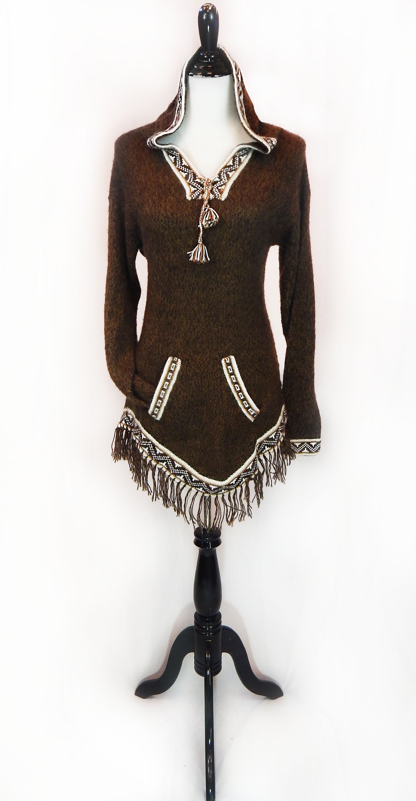 Fine Alpaca Wool Sweater Knit Pullover Perfect Gift Hypoallergenic Jumper Natural Colors Dark Browns