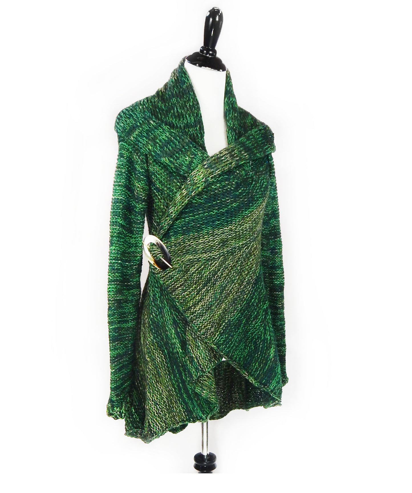 Fine Alpaca Wool Knit Cardigan Tailored Peacoat Elegant Sweater Versatile Wrap Green