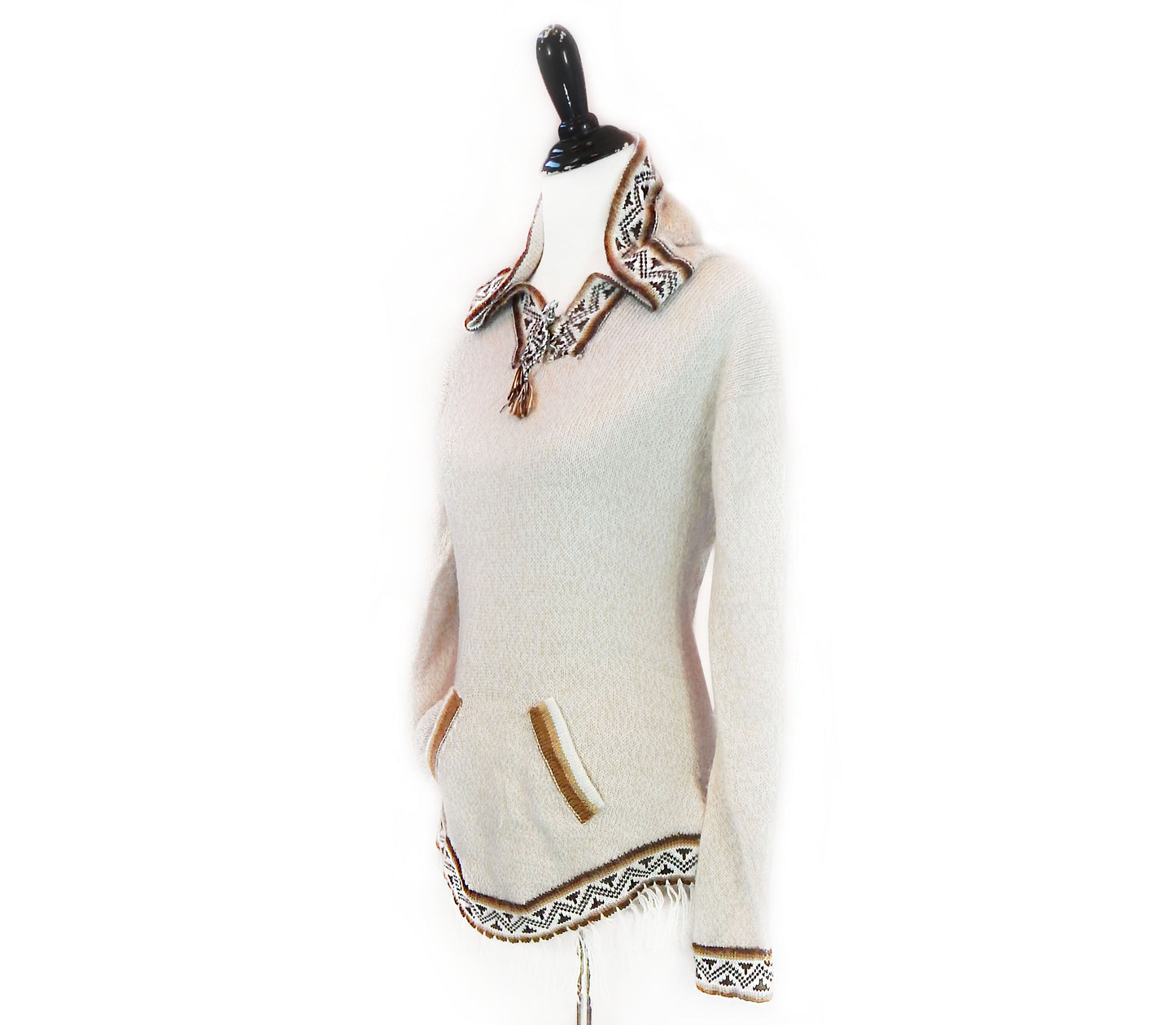 Fine Alpaca Wool Sweater Knit Pullover Perfect Gift Hypoallergenic Jumper Natural Colors Medium Beige