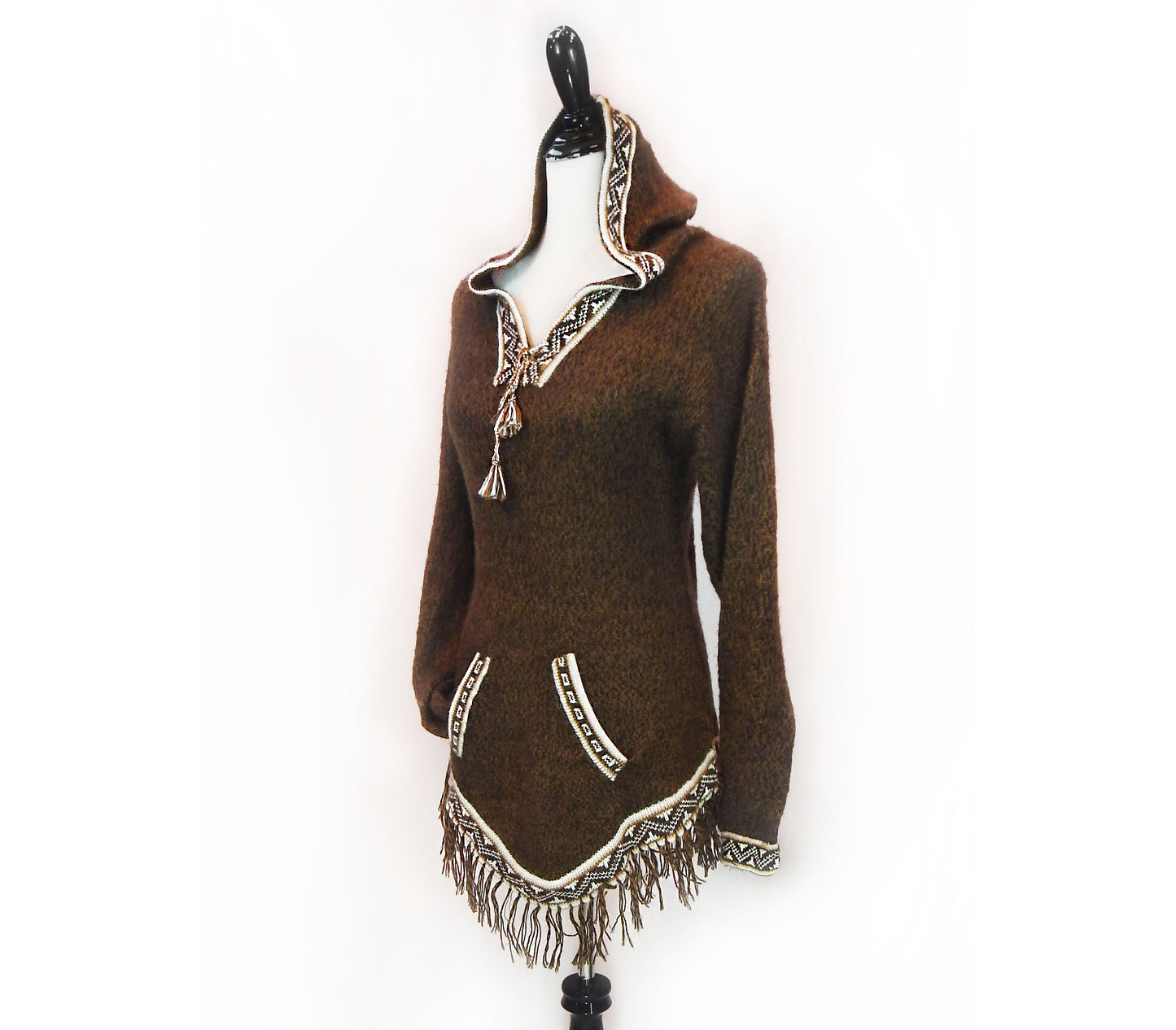Fine Alpaca Wool Sweater Knit Pullover Perfect Gift Hypoallergenic Jumper Natural Colors Dark Browns