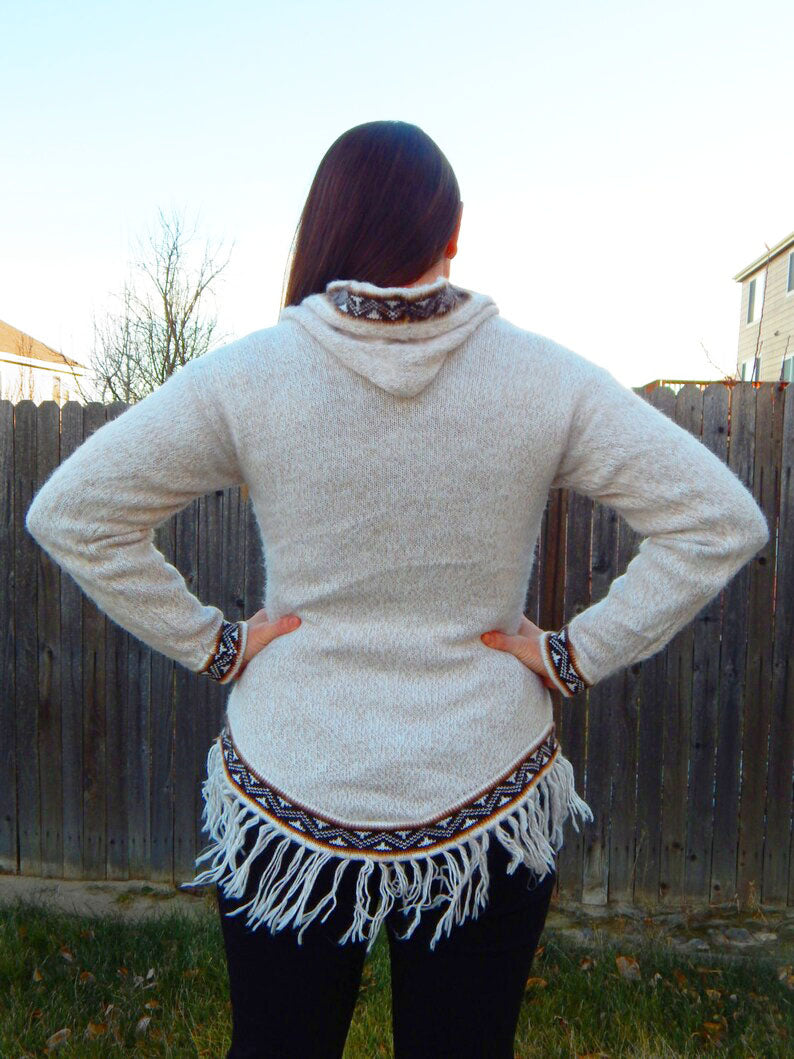 Fine Alpaca Wool Sweater Knit Pullover Perfect Gift Hypoallergenic Jumper Natural Colors Medium Beige