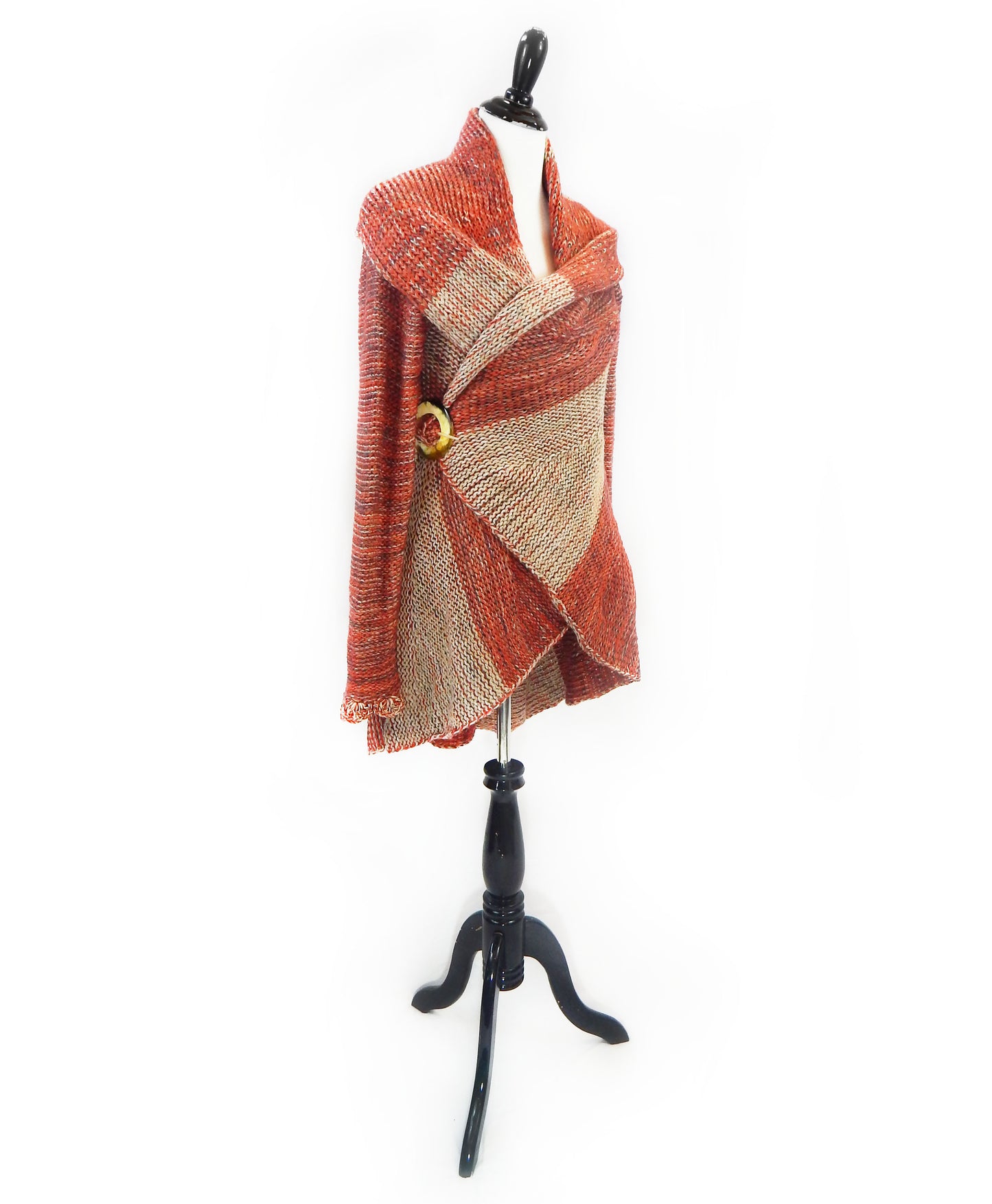Fine Alpaca Wool Tailored Peacoat Cardigan Petticoat Jacket Knitted Coat Open Versatile Stylish Elegant Fitted Wrap Crochet Sleeve Light Orange Shades
