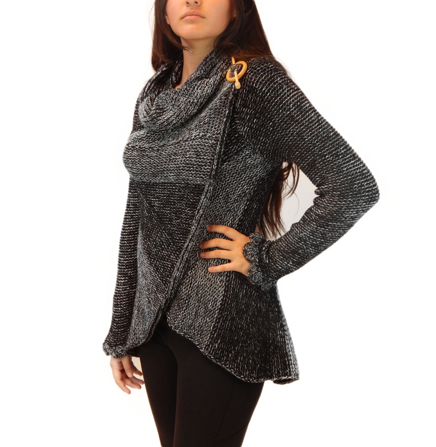 Fine Alpaca Wool Tailored Peacoat Knitted Cardigan Petticoat