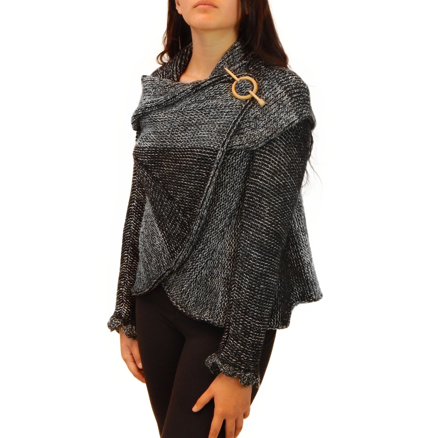 Fine Alpaca Wool Tailored Peacoat Knitted Cardigan Petticoat