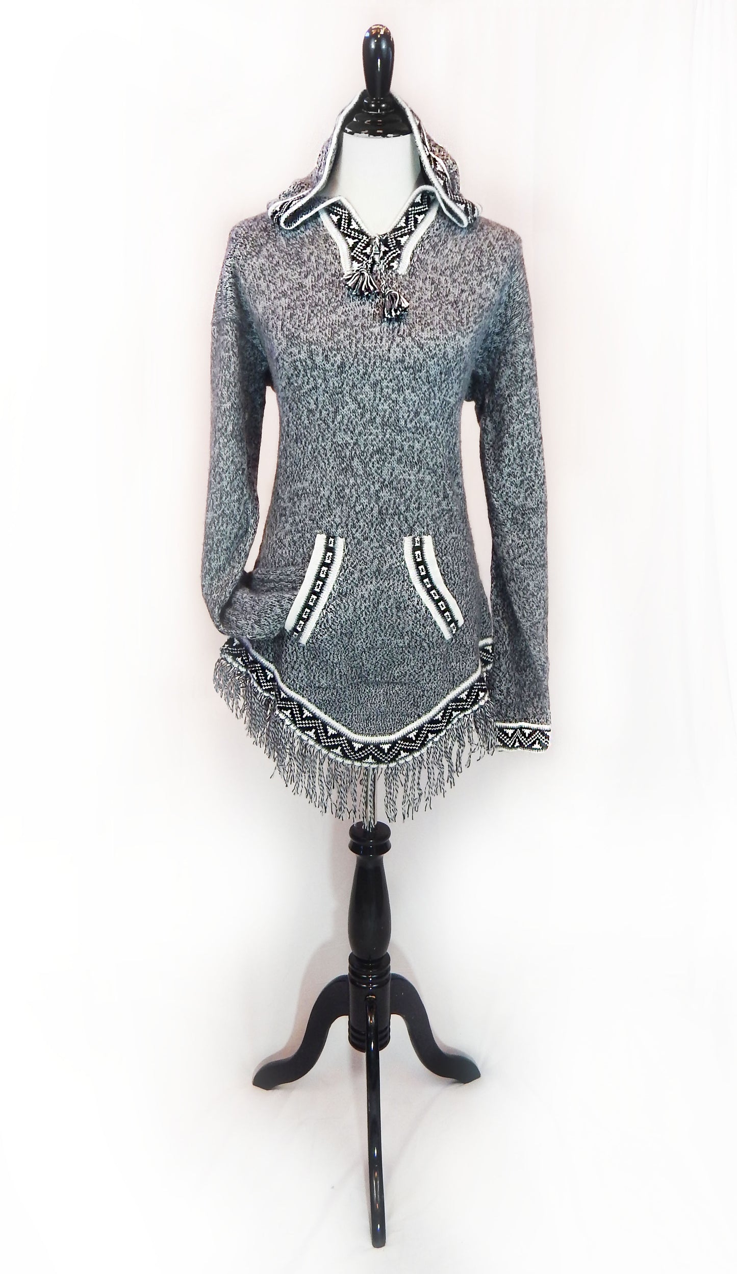 Fine Alpaca Wool Sweater Knit Pullover Perfect Gift Hypoallergenic Jumper Natural Colors Medium Grays