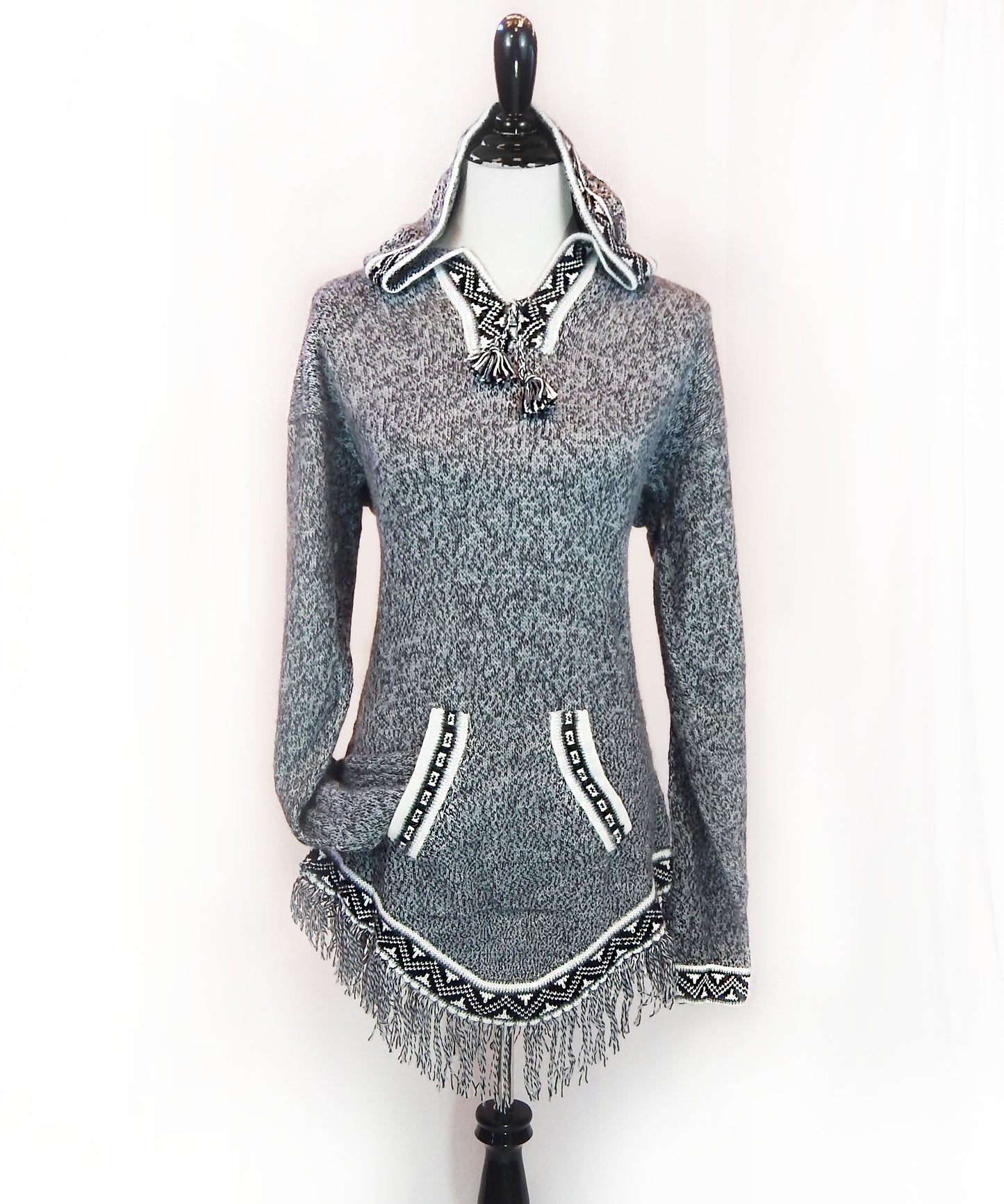Fine Alpaca Wool Sweater Knit Pullover Perfect Gift Hypoallergenic Jumper Natural Colors Medium Grays