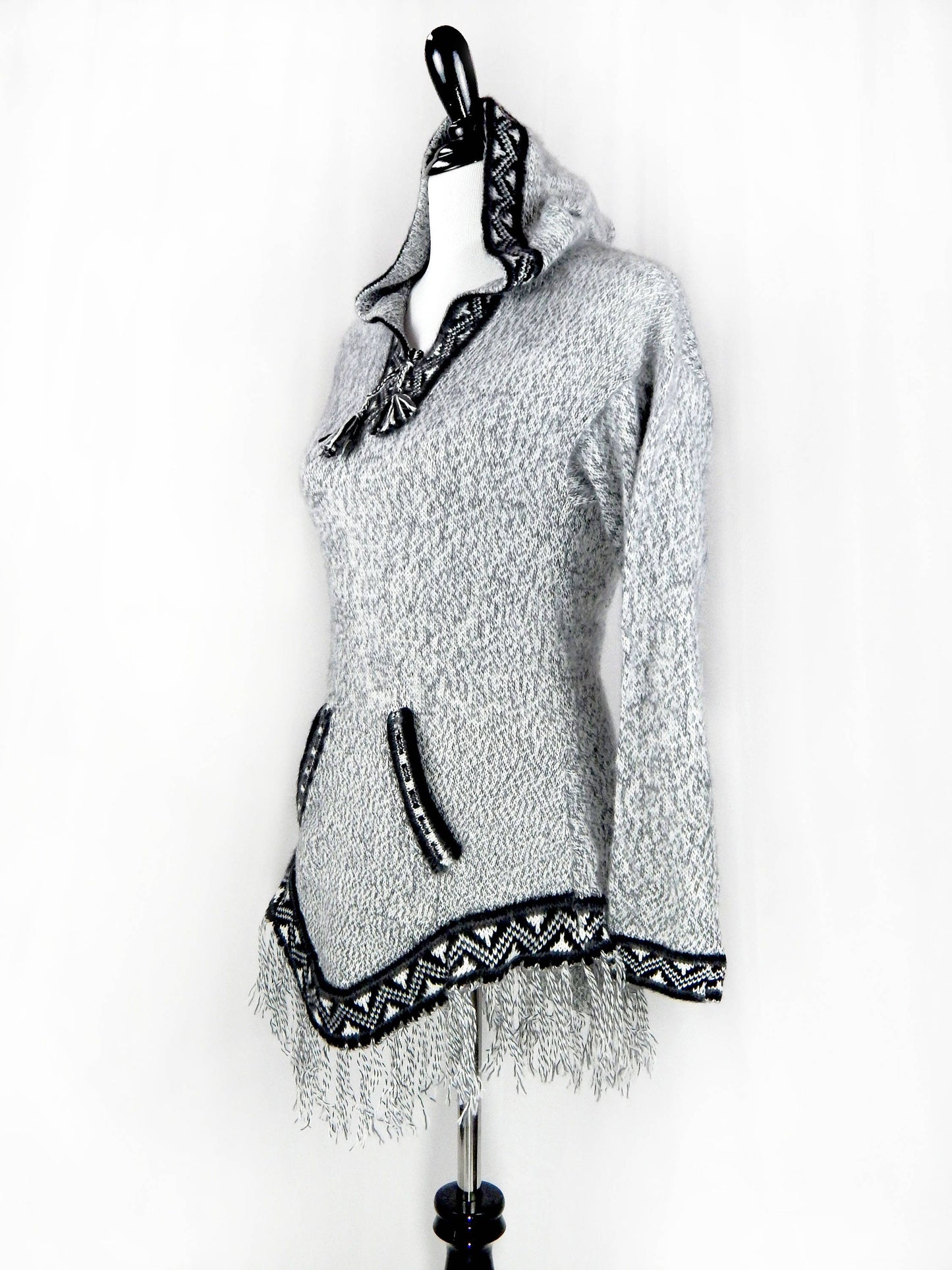 Fine Alpaca Wool Sweater Knit Pullover Perfect Gift Hypoallergenic Jumper Natural Colors Light Gray