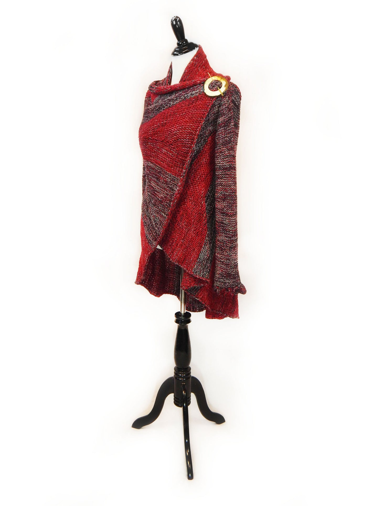 Fine Alpaca Wool Tailored Peacoat Knitted Cardigan Elegant Petticoat Red