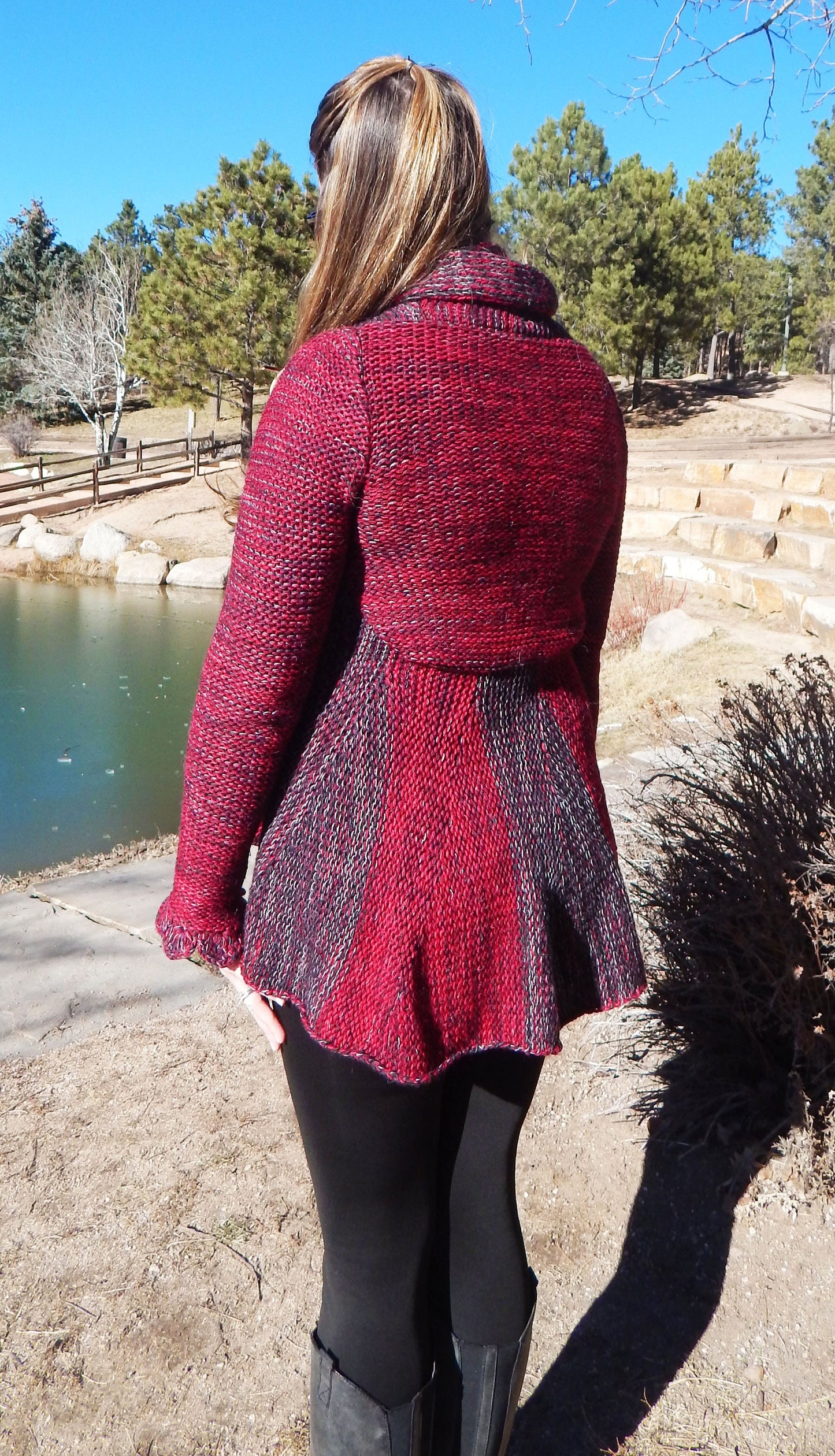 Fine Alpaca Wool Tailored Peacoat Knitted Cardigan Elegant Petticoat Red