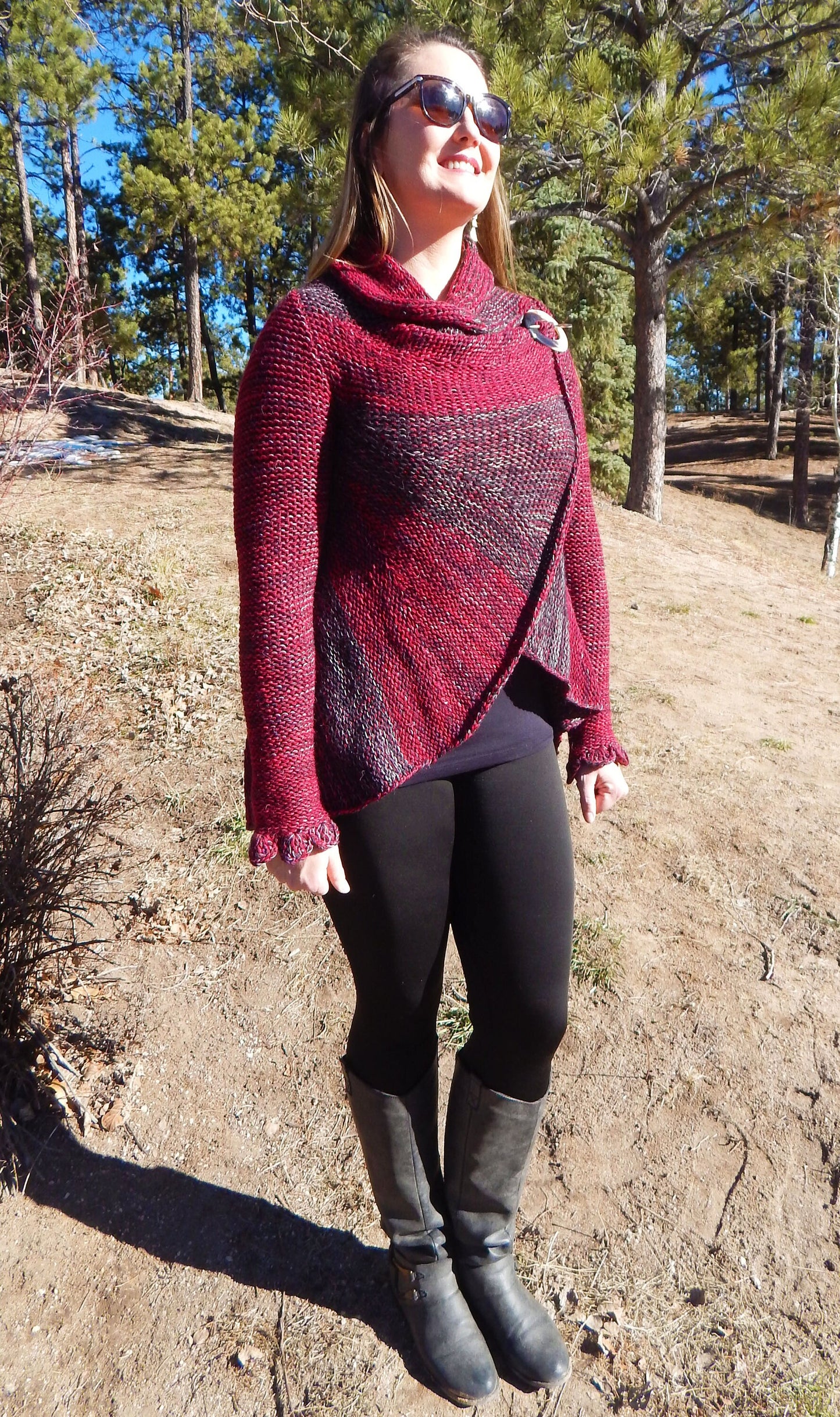 Fine Alpaca Wool Tailored Peacoat Knitted Cardigan Elegant Petticoat Red