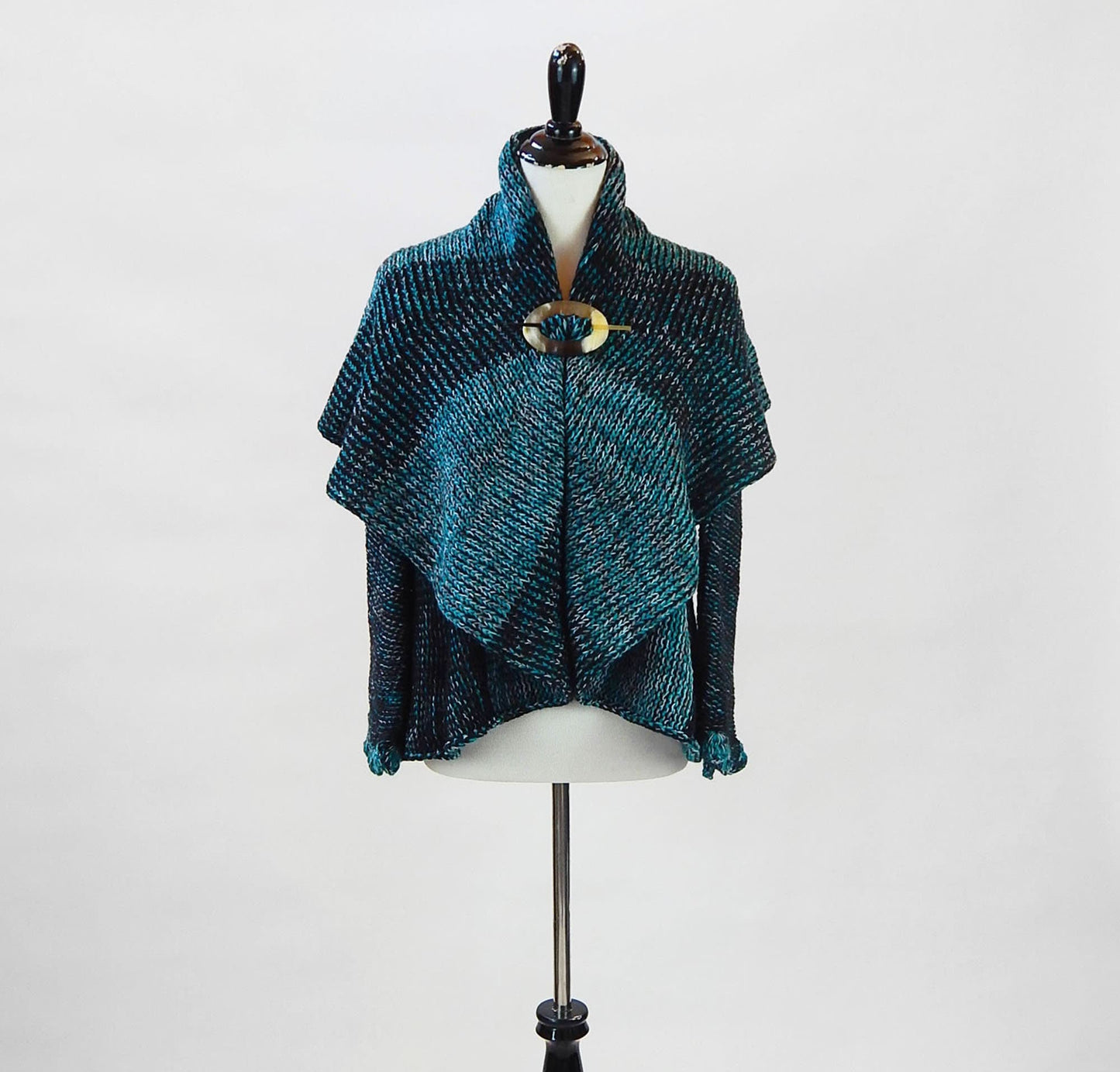 Fine Alpaca Wool Handknit Tailored Cardigan Petticoat Knitted Sweater Open Designer Versatile Stylish Elegant Fitted Wrap Turquoise Crochet