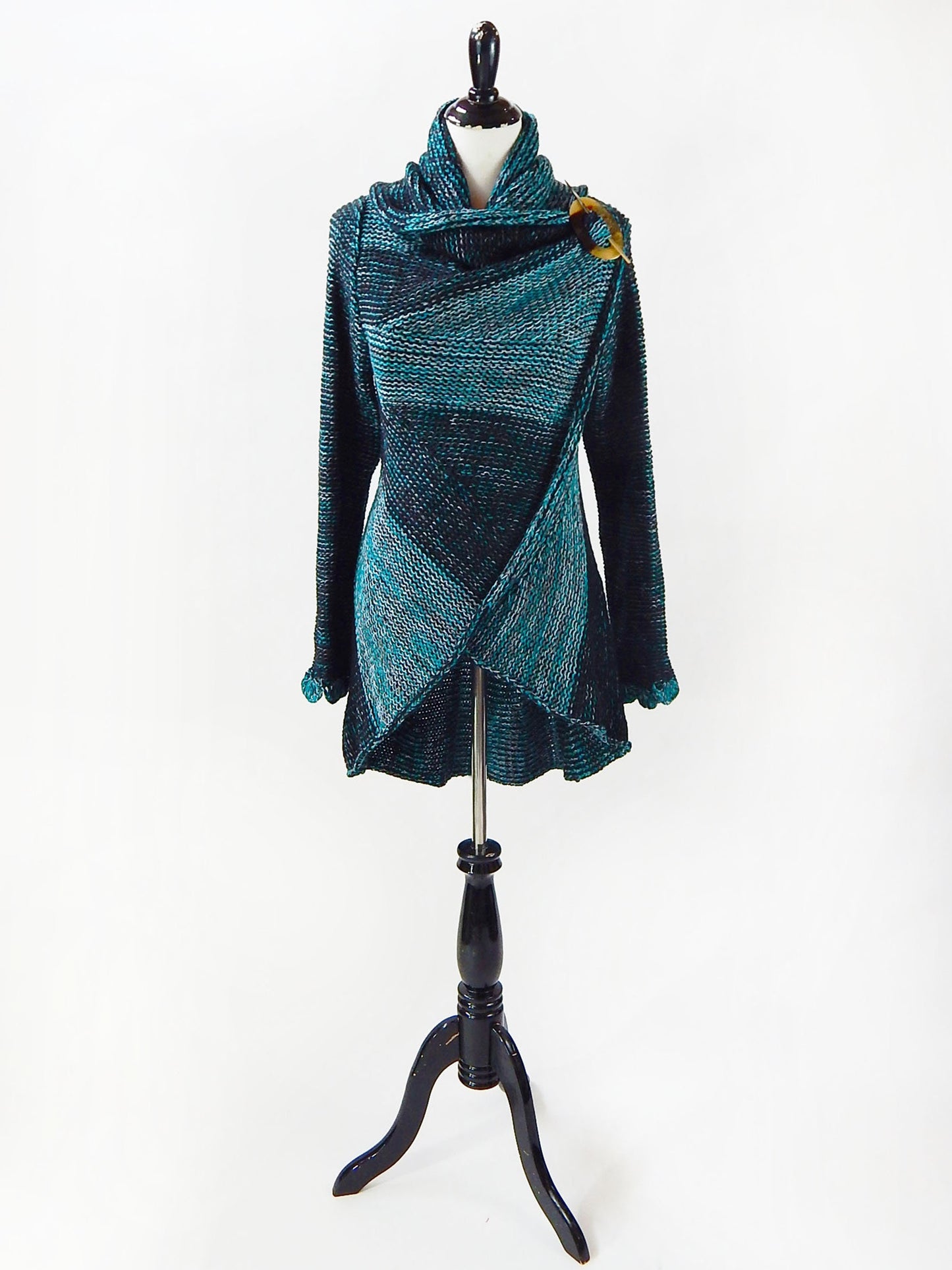 Fine Alpaca Wool Handknit Tailored Cardigan Petticoat Knitted Sweater Open Designer Versatile Stylish Elegant Fitted Wrap Turquoise Crochet