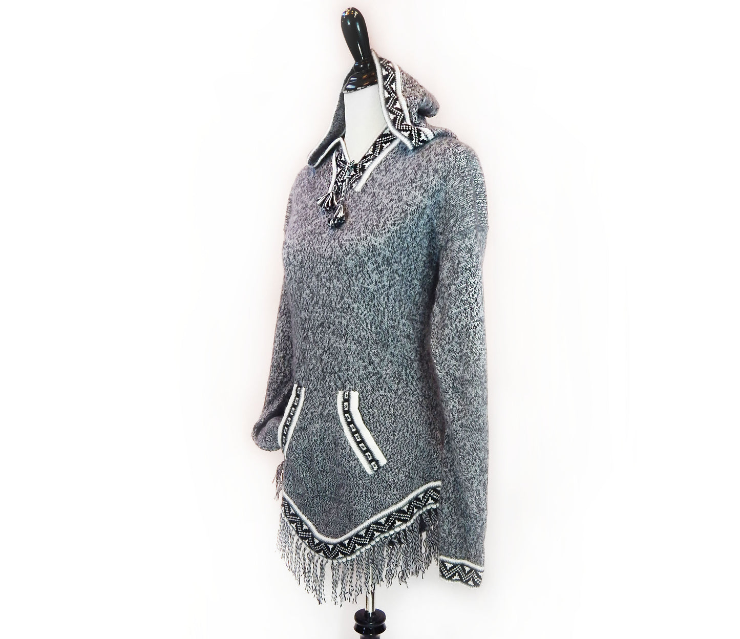 Fine Alpaca Wool Sweater Knit Pullover Perfect Gift Hypoallergenic Jumper Natural Colors Medium Grays