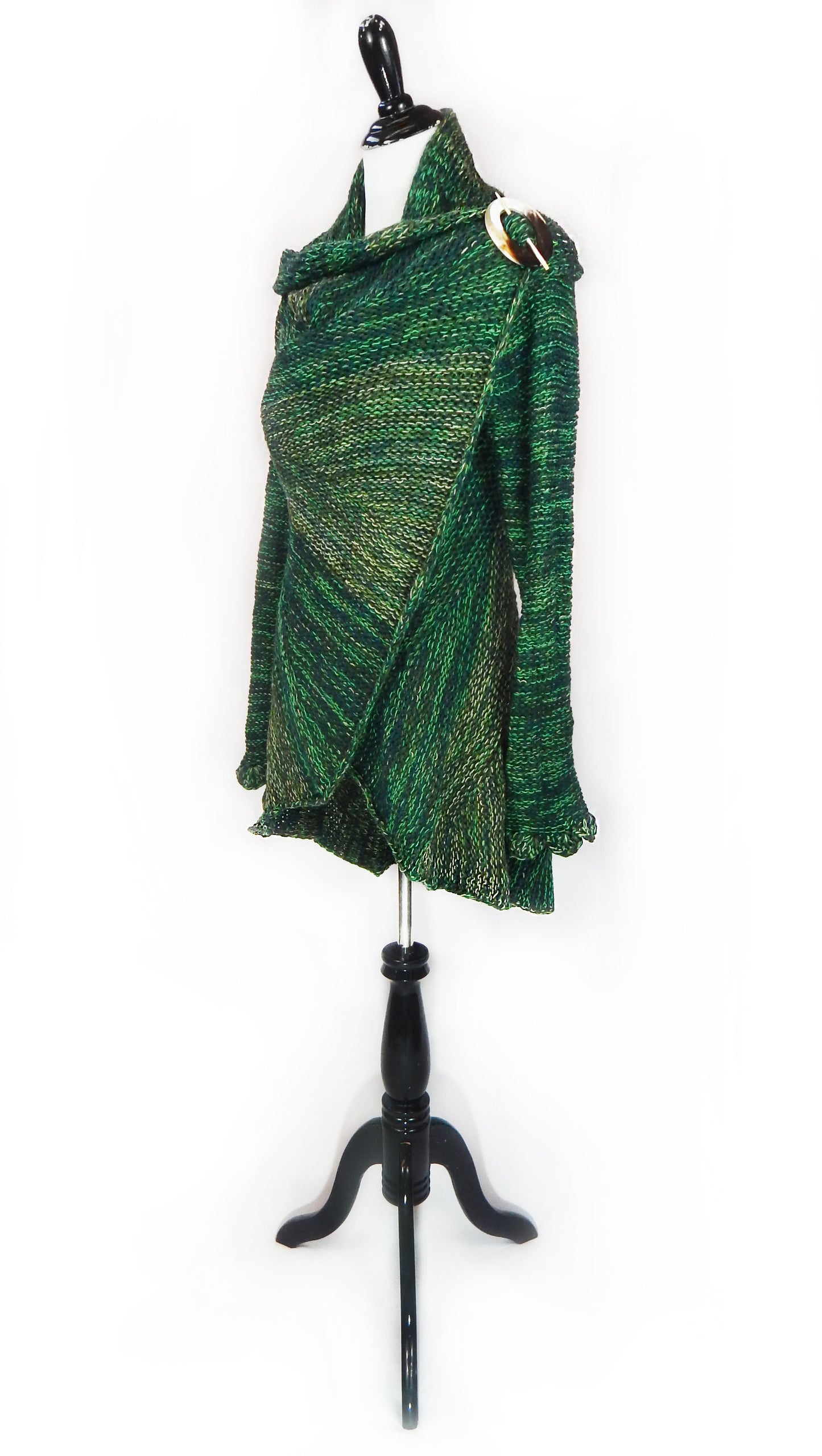 Fine Alpaca Wool Knit Cardigan Tailored Peacoat Elegant Sweater Versatile Wrap Green