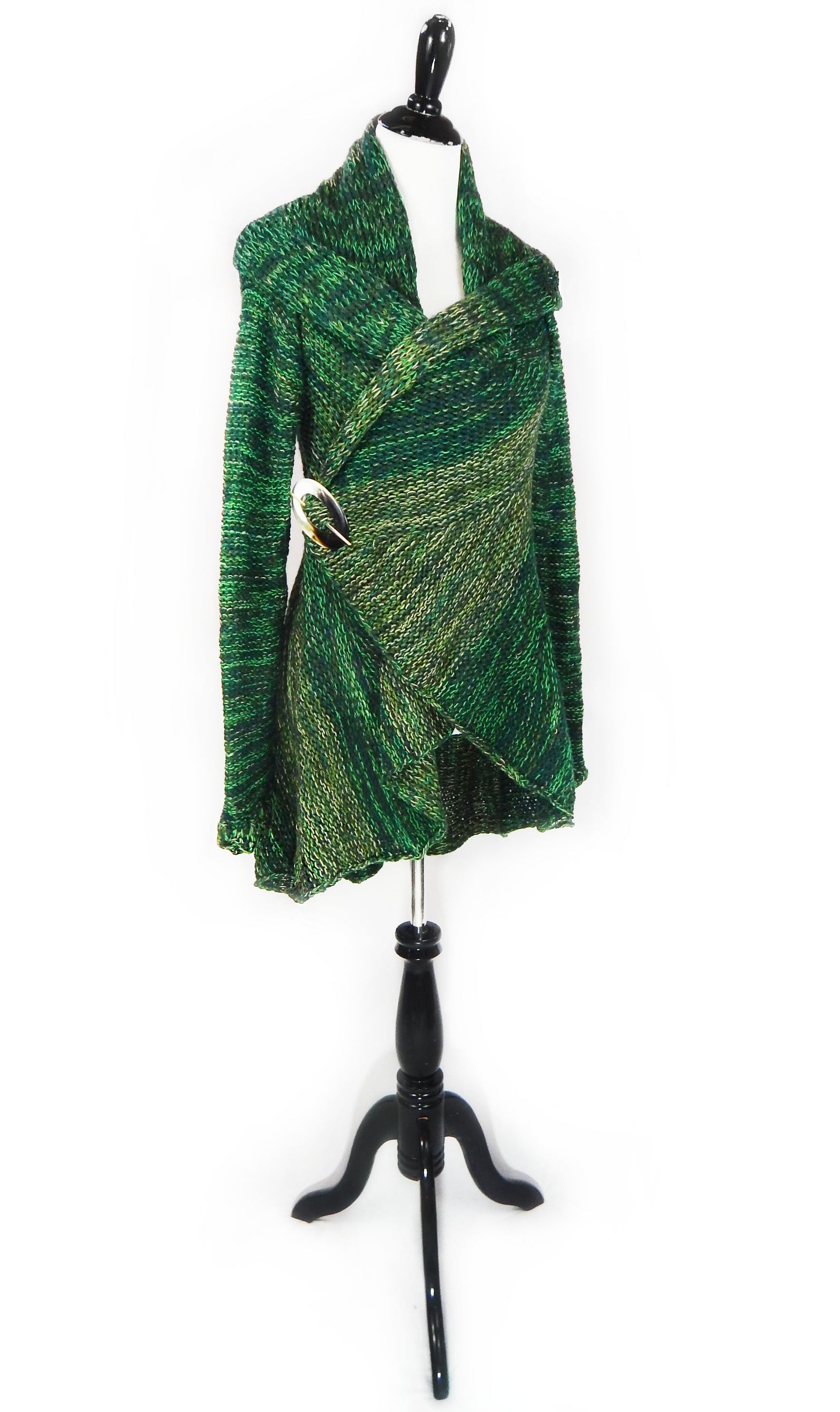 Fine Alpaca Wool Knit Cardigan Tailored Peacoat Elegant Sweater Versatile Wrap Green