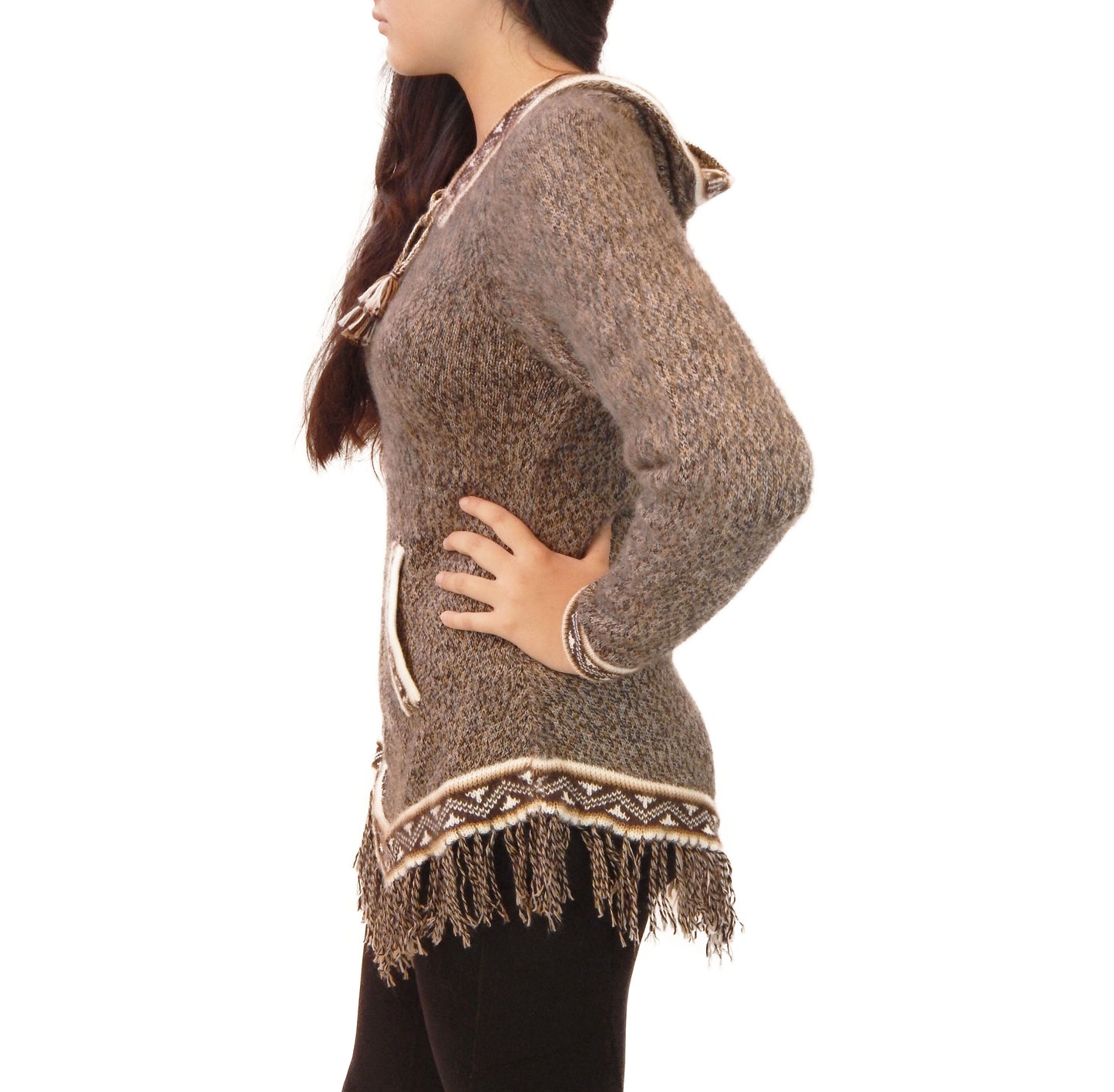 Fine Alpaca Wool Sweater Knit Pullover Perfect Gift Soft Jumper Natural Browns