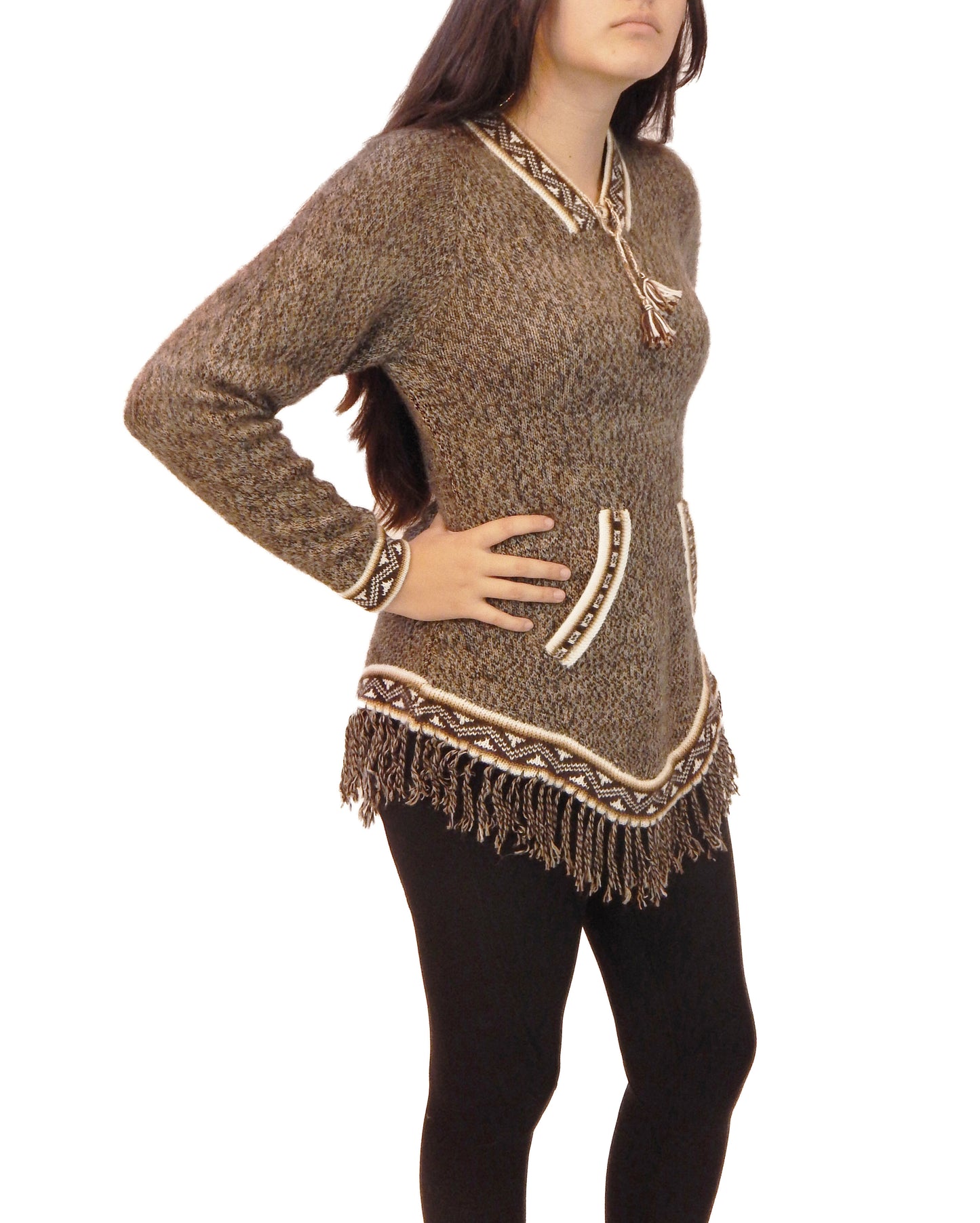 Fine Alpaca Wool Sweater Knit Pullover Perfect Gift Soft Jumper Natural Browns