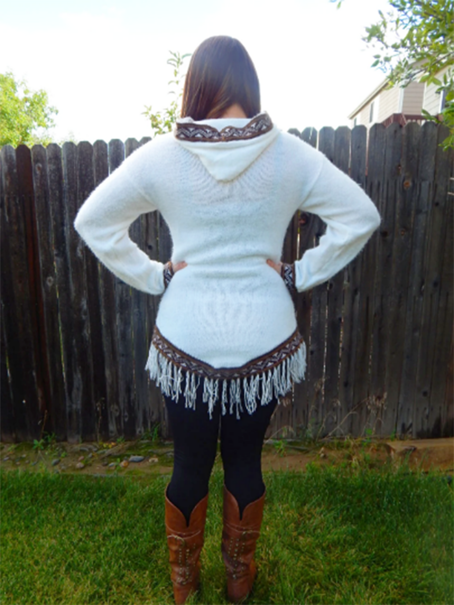 Fine Alpaca Wool Pullover Handmade Woven Sweater Soft Hypoallergenic Natural White/Browns