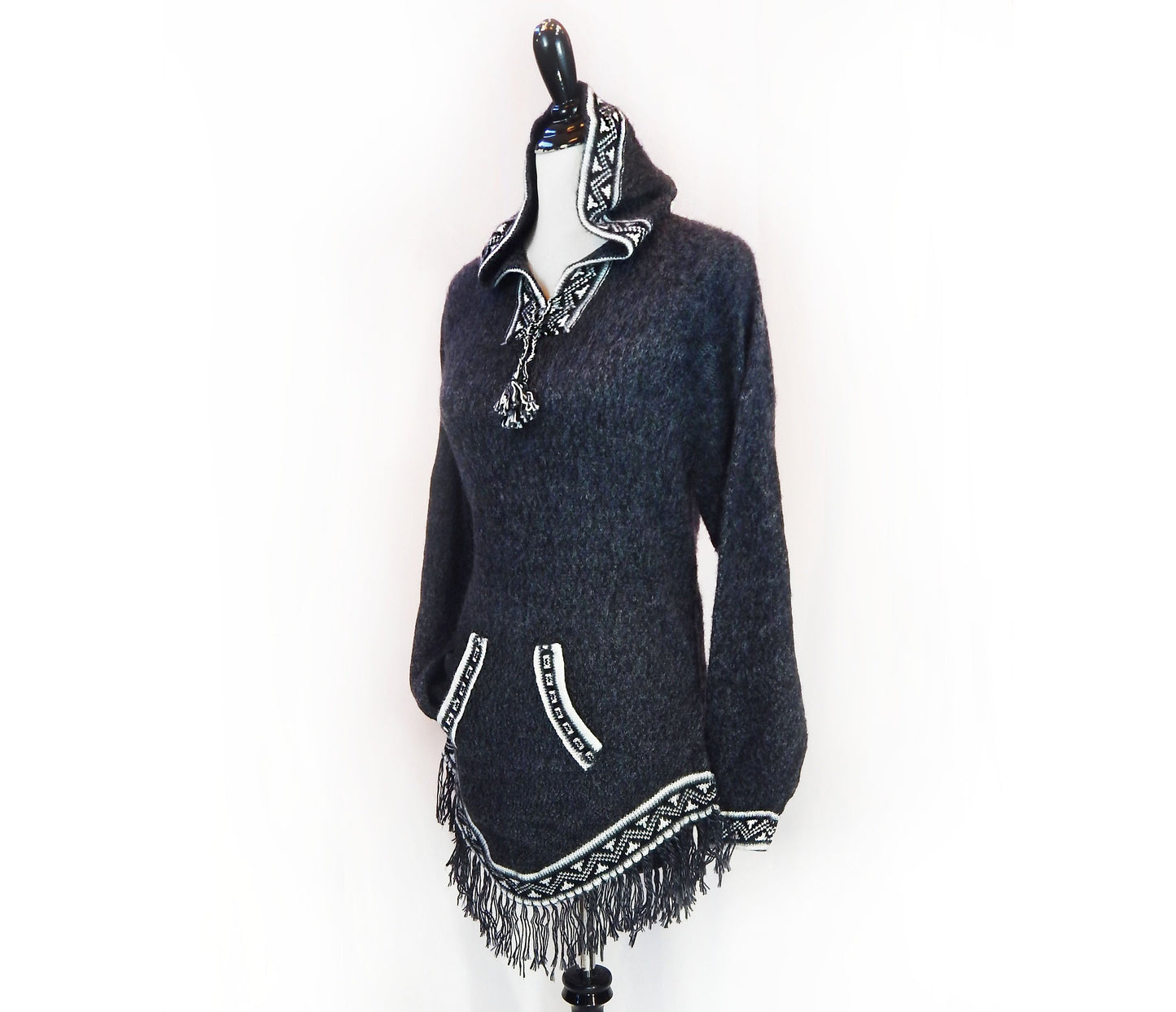 Fine Alpaca Wool Sweater Knit Pullover Perfect Gift Hypoallergenic Jumper Natural Colors Dark Gray